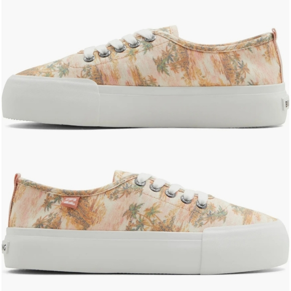 Billabong Tropical Palm Print Platform Sneaker, Size 7 - Picture 3 of 7